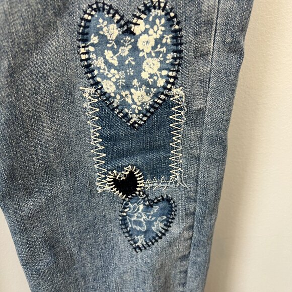 Coldwater Creek Patchwork Embroidered Pull-on Jeans Size 4 Boho Festival - Picture 2 of 6
